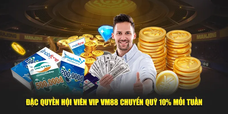 Đặc quyền hội viên VIP VM88 chuyển quỹ 10% mỗi tuần